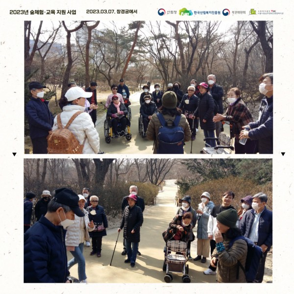 창경궁 내 숲체험 강사와 참여자분들 사진