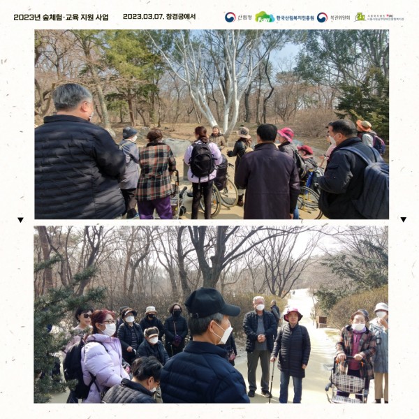 창경궁 내 숲체험 강사와 참여자분들 사진