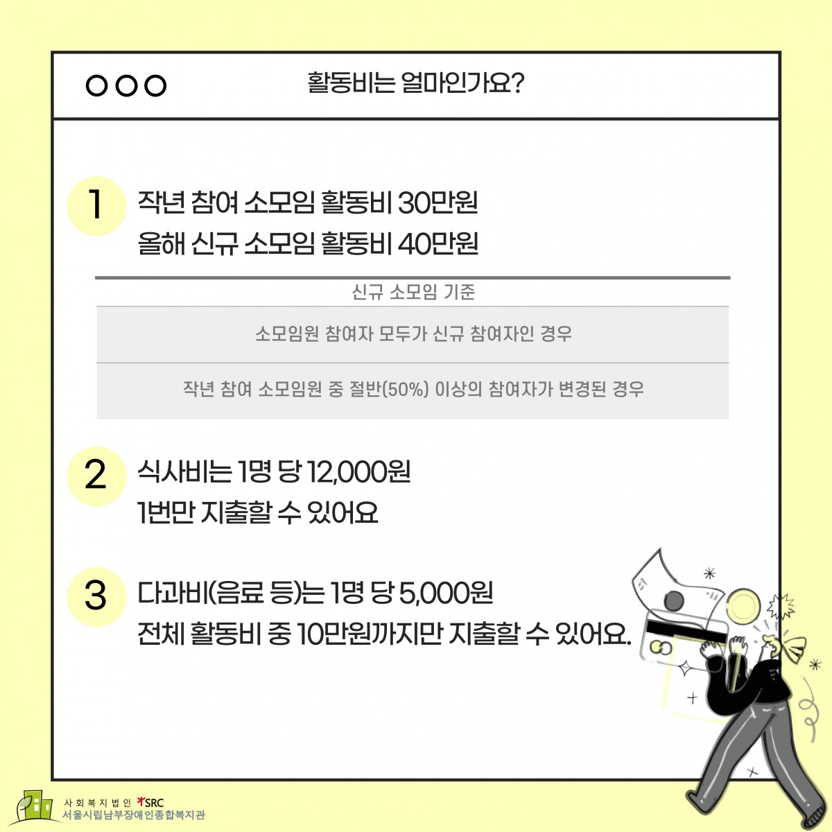 작년 참여 소모임 활동비 30만원, 올해 신규 소모임 40만원
